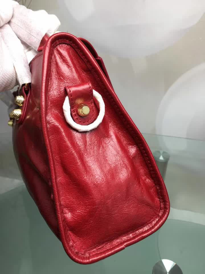 BALENCIAG巴黎世家 義大利進口 原版油蠟頭層牛皮 香皮小銀釘 時尚百搭 手提肩背斜挎包  BL1584